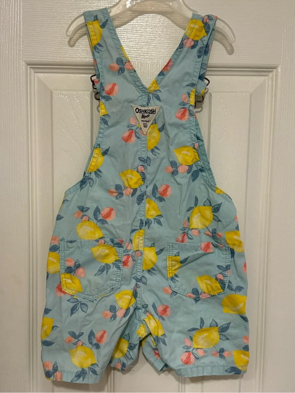 OshKosh B'gosh Toddler Lemon Print Shortalls Blue 4T